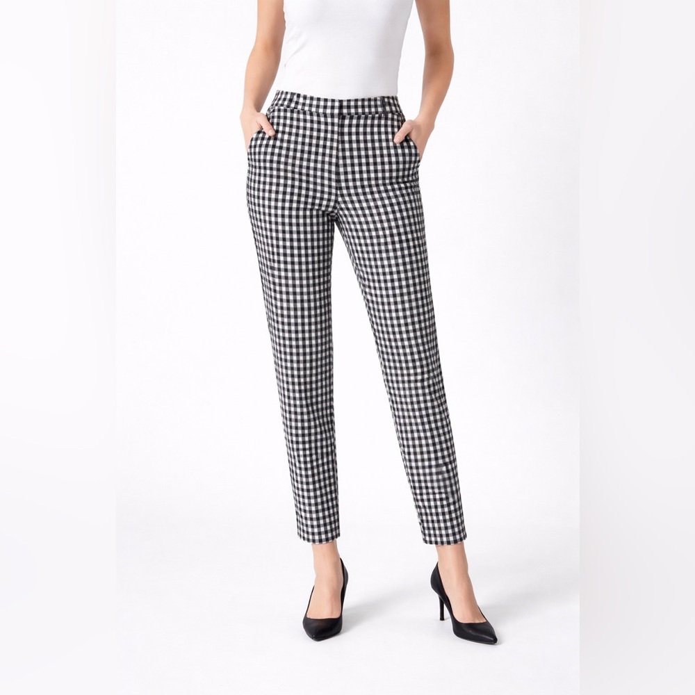 Calypso St Barth Women’s Pants 8 Black White Gingham Check Slim Ankle Trousers